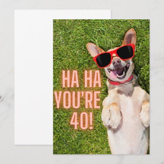 Hund 40. Geburtstagskarte (Vorne/Hinten)