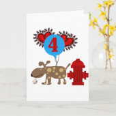 Hund 4. Geburtstag - Hemden und Geschenke Karte (Gelbe Blume)