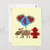 Hund 4. Geburtstag - Hemden und Geschenke Postkarte (Vorne/Hinten)