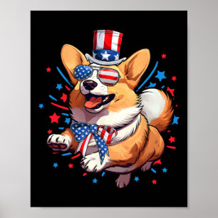 Hund 4. Juli Amerikanisch USA-Flagge Patriotisch L Poster