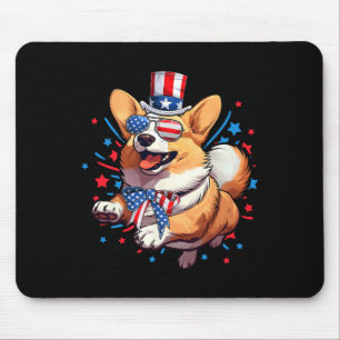 Hund 4. Juli Amerikanische USA-Flagge Patriotisch  Mousepad