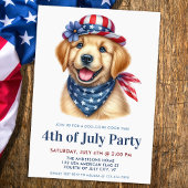 Hund 4. Juli Party Patriotic Golden Retriever Einladung