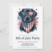 Hund 4. Juli Party Patriotic Labrador Retriever Einladung (Vorderseite)