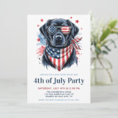 Hund 4. Juli Party Patriotic Labrador Retriever Einladung (Stehend Vorderseite)