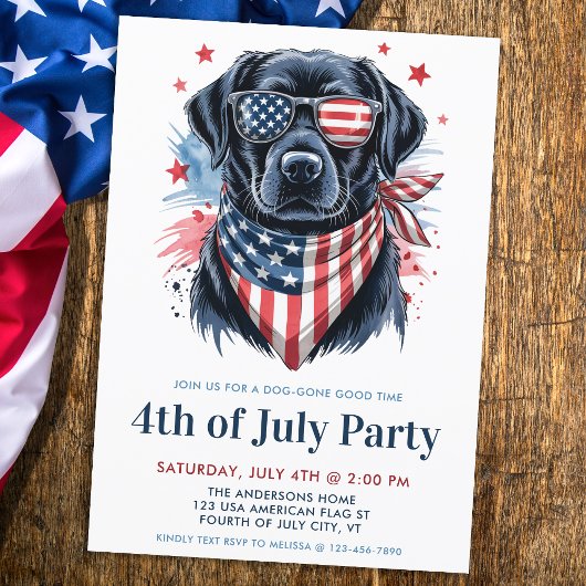 Hund 4. Juli Party Patriotic Labrador Retriever Einladung