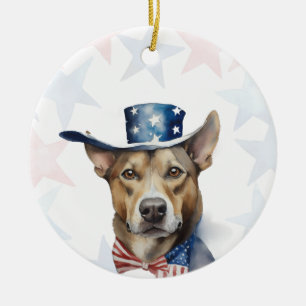 Hund, 4. Juli Personalisiert Keramik Ornament