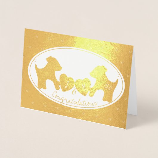 Hund 50. goldenes Hochzeitstag Folienkarte (Vorderseite)