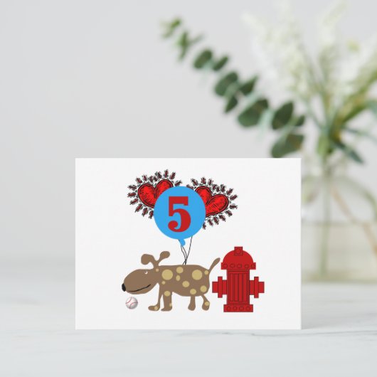 Hund 5th Birthday Shirts und Geschenke Postkarte (Stehend Vorderseite)