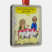 Hund 626 hat Floh-Cartoon Silbernes Ornament (Rechts)