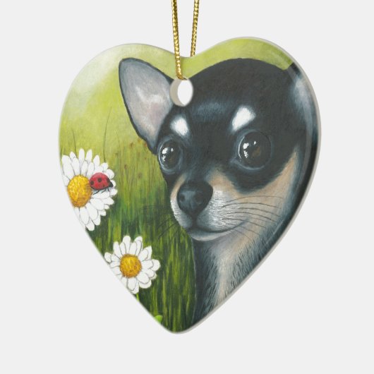 Hund 79 schwarz Chihuahua Keramikornament (Links)