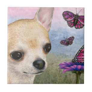 Hund 92 Chihuahua Butterfly Fliese