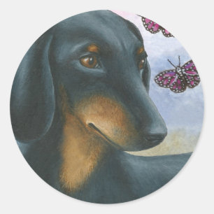 Hund 93 Dackel Runder Aufkleber