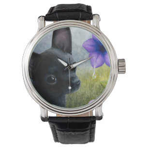 Hund 94 schwarz Chihuahua Armbanduhr