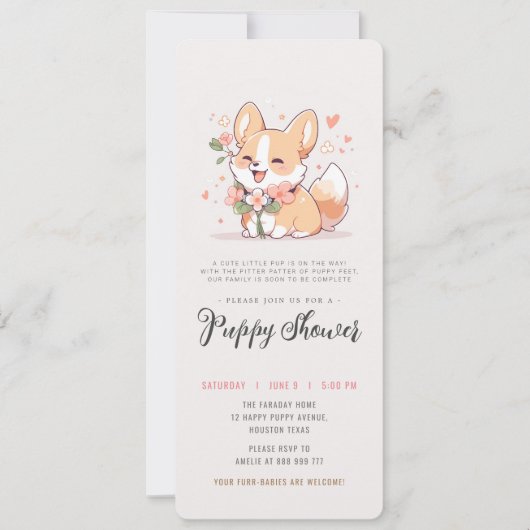 Hund Adoption Party Corgi Welpendusche Einladung (Vorderseite)