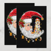 Hund Akita mit Weihnachtsmannmütze Weihnachtsbauml Einladung (Vorne/Hinten)