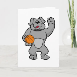 Hund als Basketballspieler mit Basketball Karte