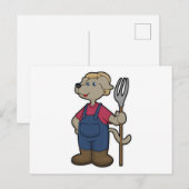 Hund als Bauer mit Rechen und Hut Postkarte (Vorne/Hinten)