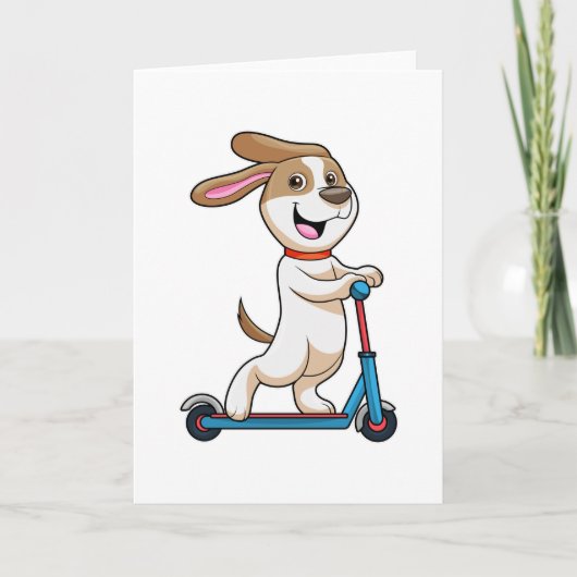 Hund als Biker mit Roller Karte (Vorderseite)