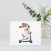 Hund als Biker mit Roller Postkarte (Stehend Vorderseite)