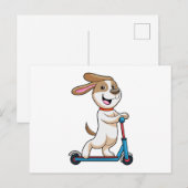 Hund als Biker mit Roller Postkarte (Vorne/Hinten)