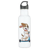 Hund als Biker mit Scooter Edelstahlflasche (Vorderseite)