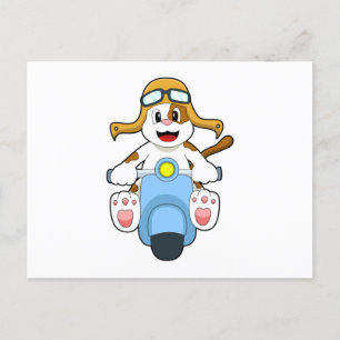Hund als Biker mit Scooter.PNG Postkarte