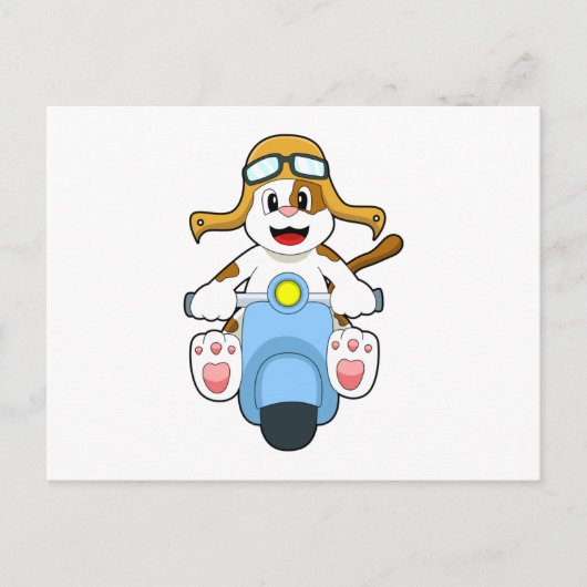 Hund als Biker mit Scooter.PNG Postkarte (Vorderseite)