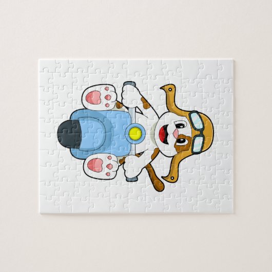 Hund als Biker mit Scooter.PNG Puzzle (Horizontal)