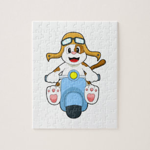 Hund als Biker mit Scooter.PNG Puzzle