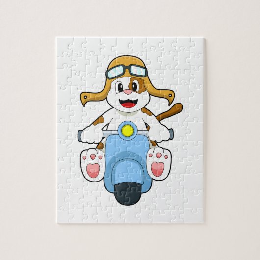 Hund als Biker mit Scooter.PNG Puzzle (Vertikal)