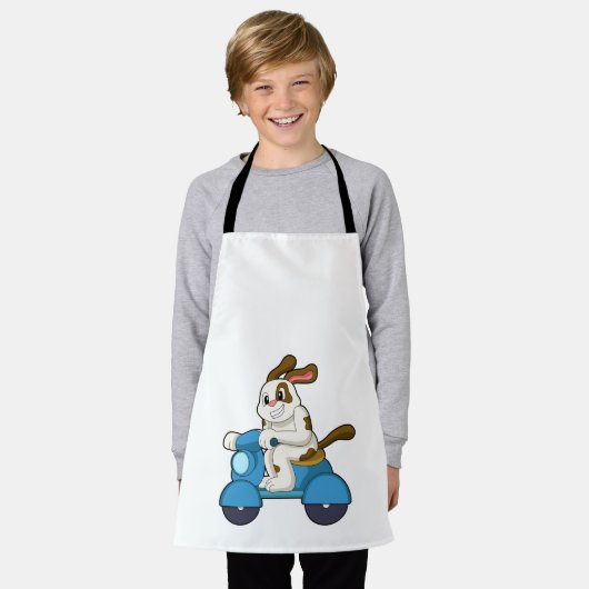 Hund als Biker mit Scooter.PNG Schürze (Getragen)