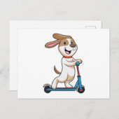 Hund als Biker mit Scooter Postkarte (Vorne/Hinten)