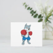 Hund als Boxer mit Boxhandschuhen Postkarte (Stehend Vorderseite)