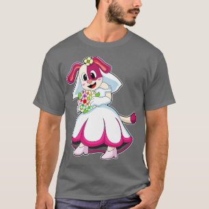 Hund als Braut mit Hochzeitskleid Blume T-Shirt