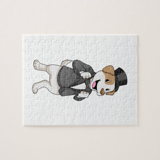 Hund als Bräutigam mit Ribbon Puzzle (Horizontal)