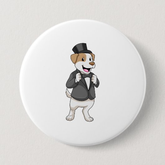 Hund als Bräutigam mit Schleife Button (Vorderseite)