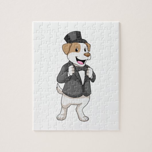 Hund als Bräutigam mit Schleife Puzzle (Vertikal)