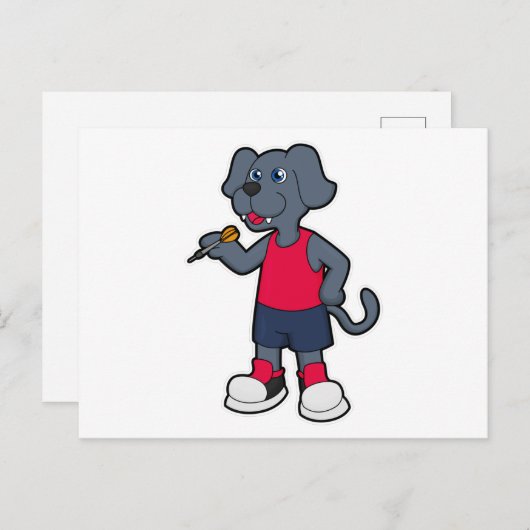 Hund als Dart-Spieler mit Darts Postkarte (Vorne/Hinten)