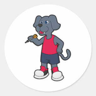 Hund als Dart-Spieler mit Darts Runder Aufkleber