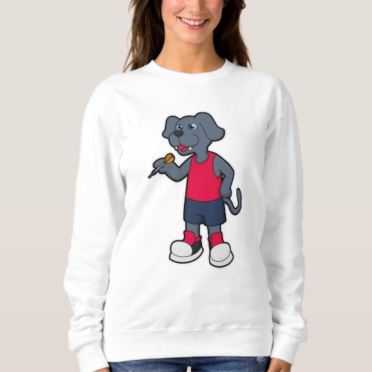 Hund als Dart-Spieler mit Darts Sweatshirt (Vorderseite)