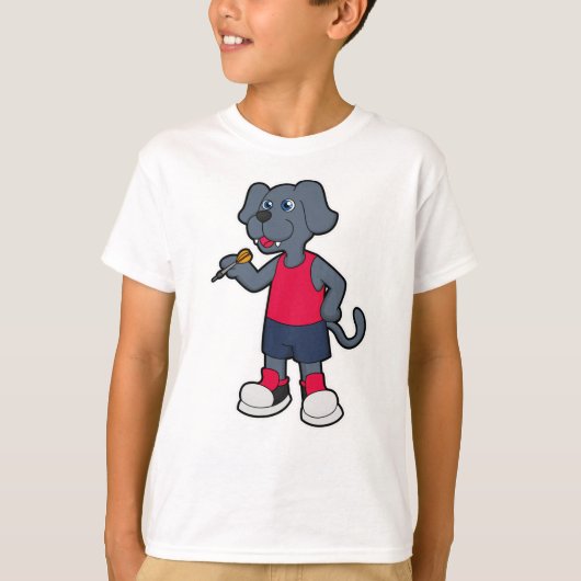 Hund als Dart-Spieler mit Darts T-Shirt (Vorderseite)