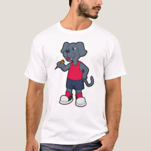 Hund als Dart-Spieler mit Darts T-Shirt