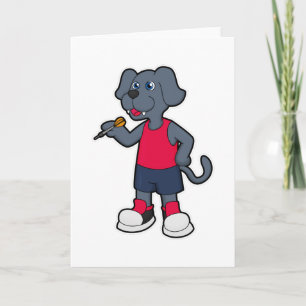 Hund als Dartspieler mit Darts Karte