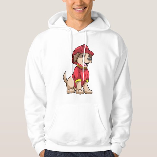 Hund als Feuerwehrmann mit Feuerhelm Hoodie (Vorderseite)