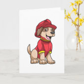 Hund als Feuerwehrmann mit Feuerhelm Karte (Gelbe Blume)