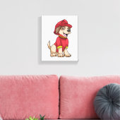Hund als Feuerwehrmann mit Feuerhelm Leinwanddruck (Insitu (Wohnzimmer))