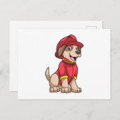 Hund als Feuerwehrmann mit Feuerhelm Postkarte (Vorne/Hinten)