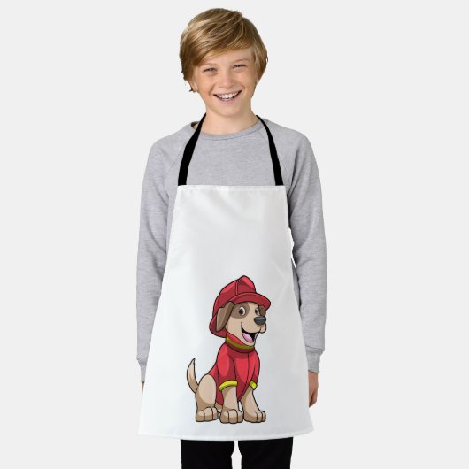 Hund als Feuerwehrmann mit Feuerhelm Schürze (Getragen)