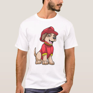 Hund als Feuerwehrmann mit Feuerhelm T-Shirt