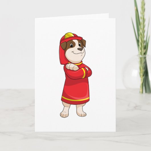 Hund als Feuerwehrmann mit Helm Karte (Vorderseite)